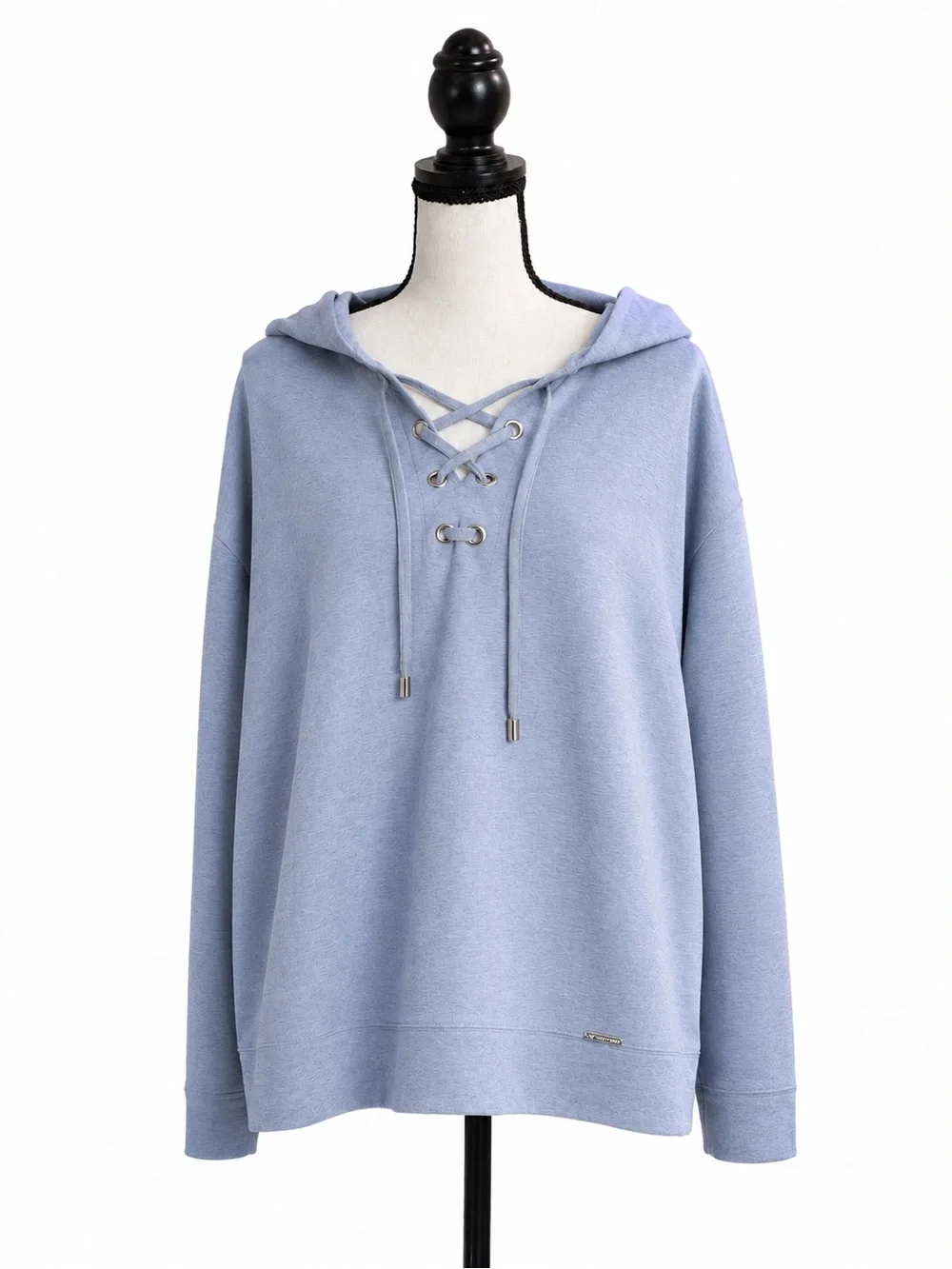 Michael Kors Lace-Up Hoodie Sweatshirt in Light Blue — Size XL